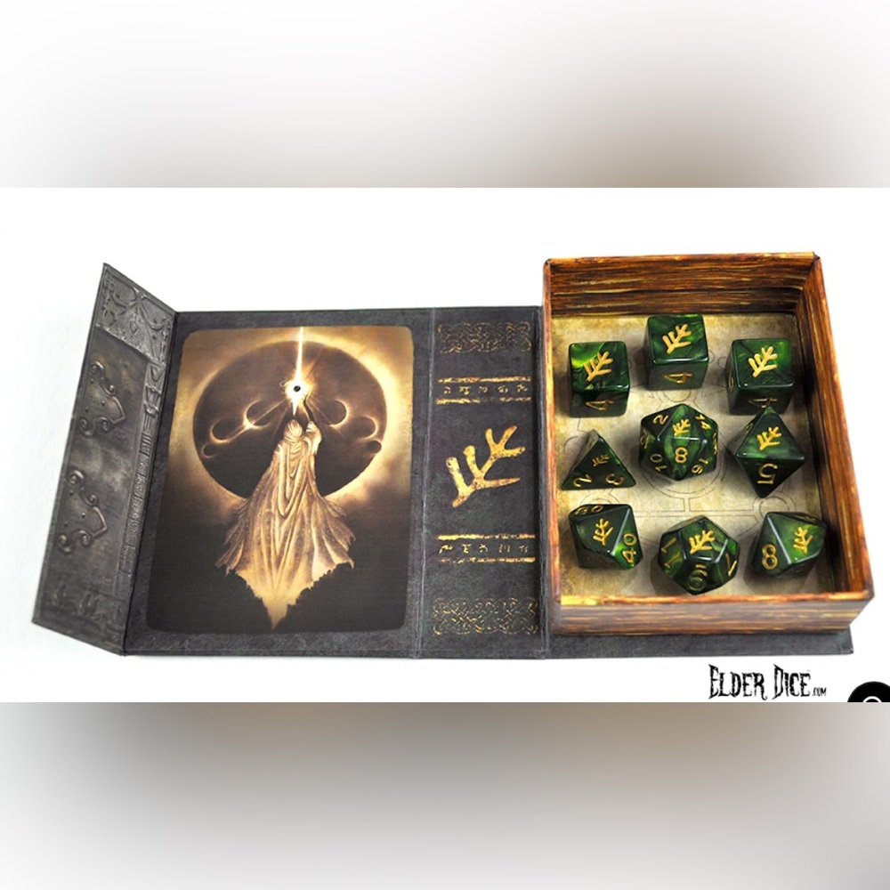 Elder Dice - Green Elder Sign Polyhedral Dice, DnD